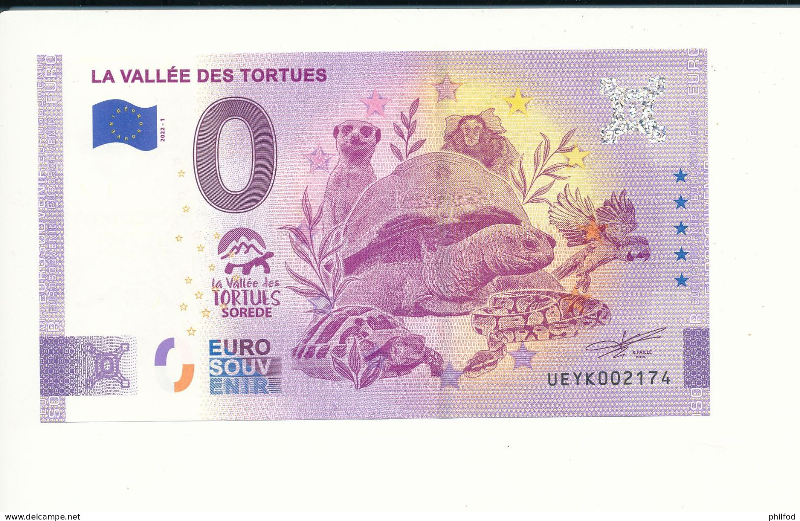 Billet Touristique  0 Euro  - LA VALLEE DES TORTUES - ANNIV - 2022-1 -  UEYK -  N° 2174 - Otros & Sin Clasificación