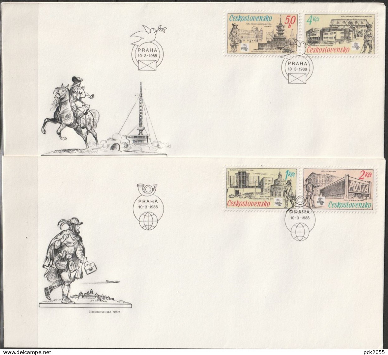 Tschechoslowakei 1988 FDC MiNr.2952 - 2955 Briefmarkenausstellung Praga'88 ( Dl 171 ) - FDC
