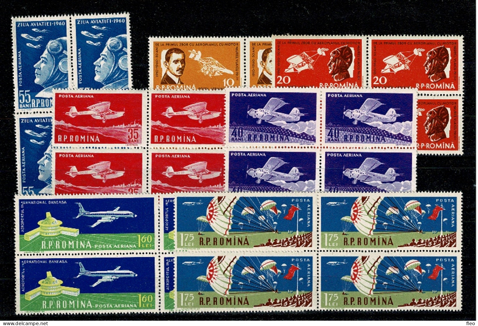 1960 ROUMANIE - PA N°111/7 ** In 4erBlocs ! :  Aviation - Ongebruikt