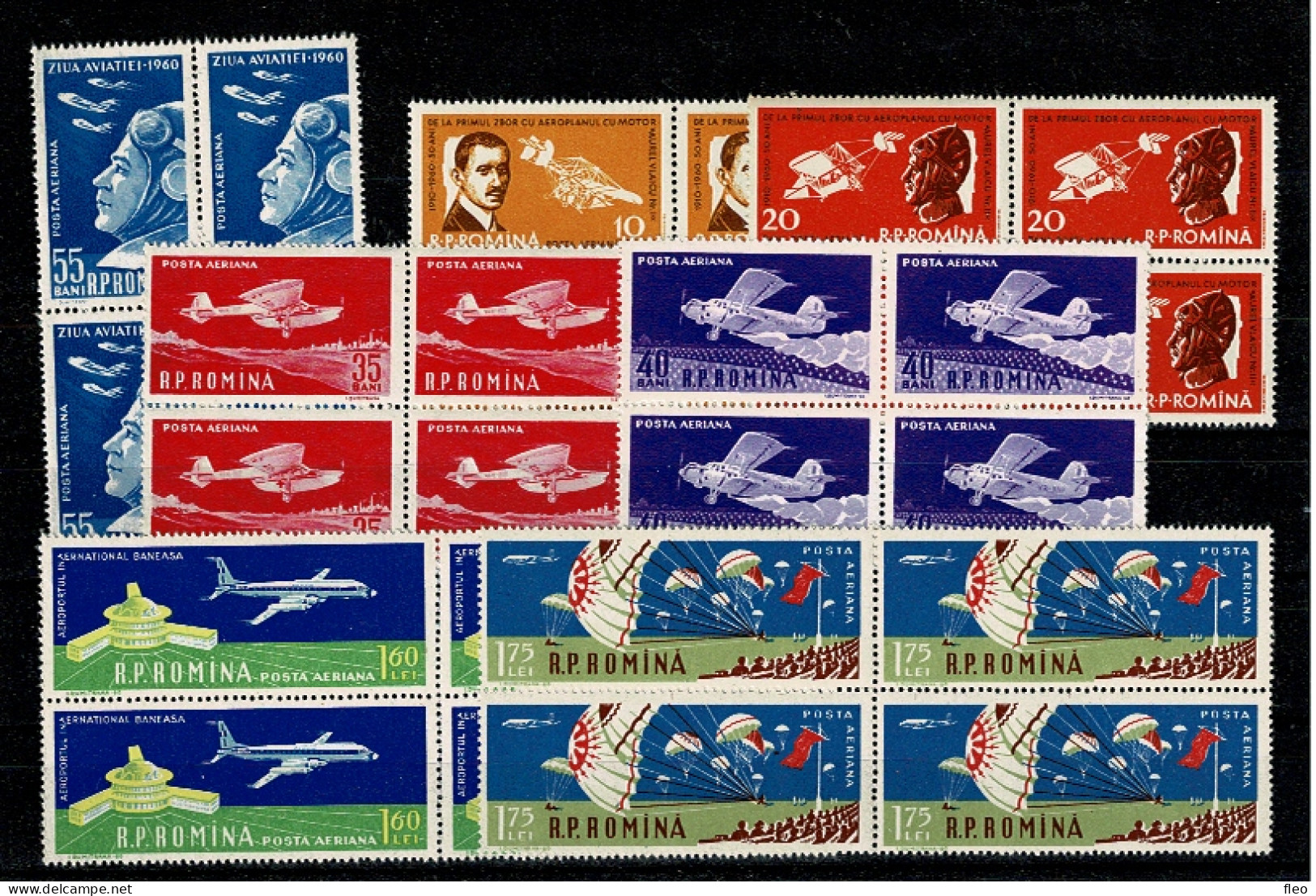 1960 ROUMANIE - PA N°111/7 ** In 4erBlocs ! :  Aviation - Neufs