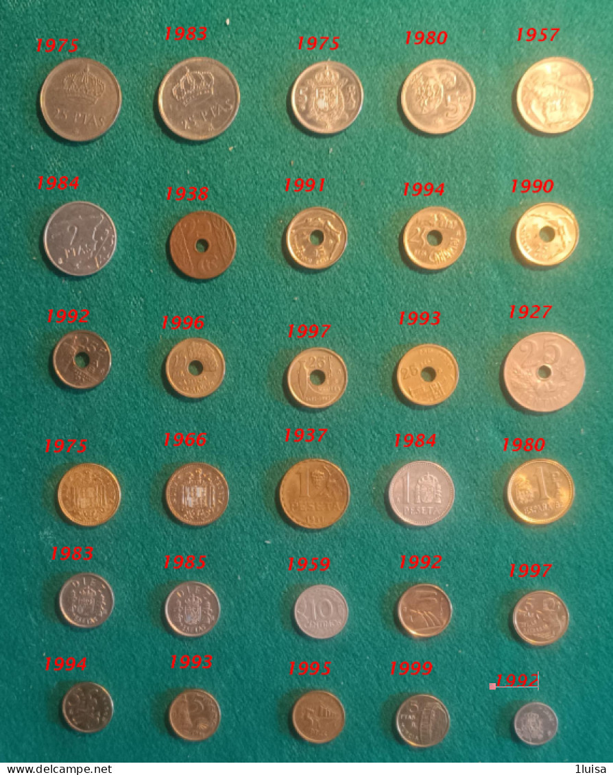 Spagna  30 Monete Originali Differenti Per Data -  Collections