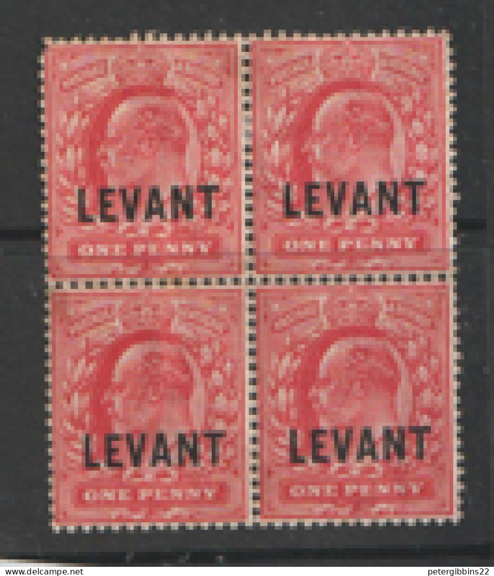 British  Levant  1905  SG  L2 1d  Mounted Mint  Block Of Four - British Levant