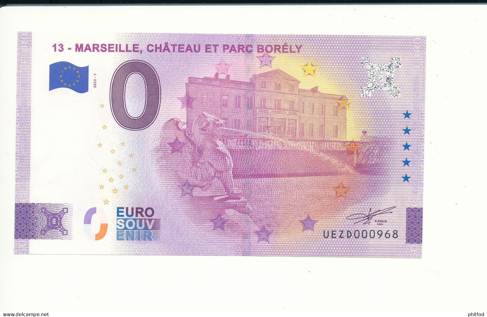 Billet Touristique  0 Euro  - 13 - MARSEILLE, CHÂTEAU ET PARC BORELY -  2022-1 -  UEZD -  N° 968 - Autres & Non Classés