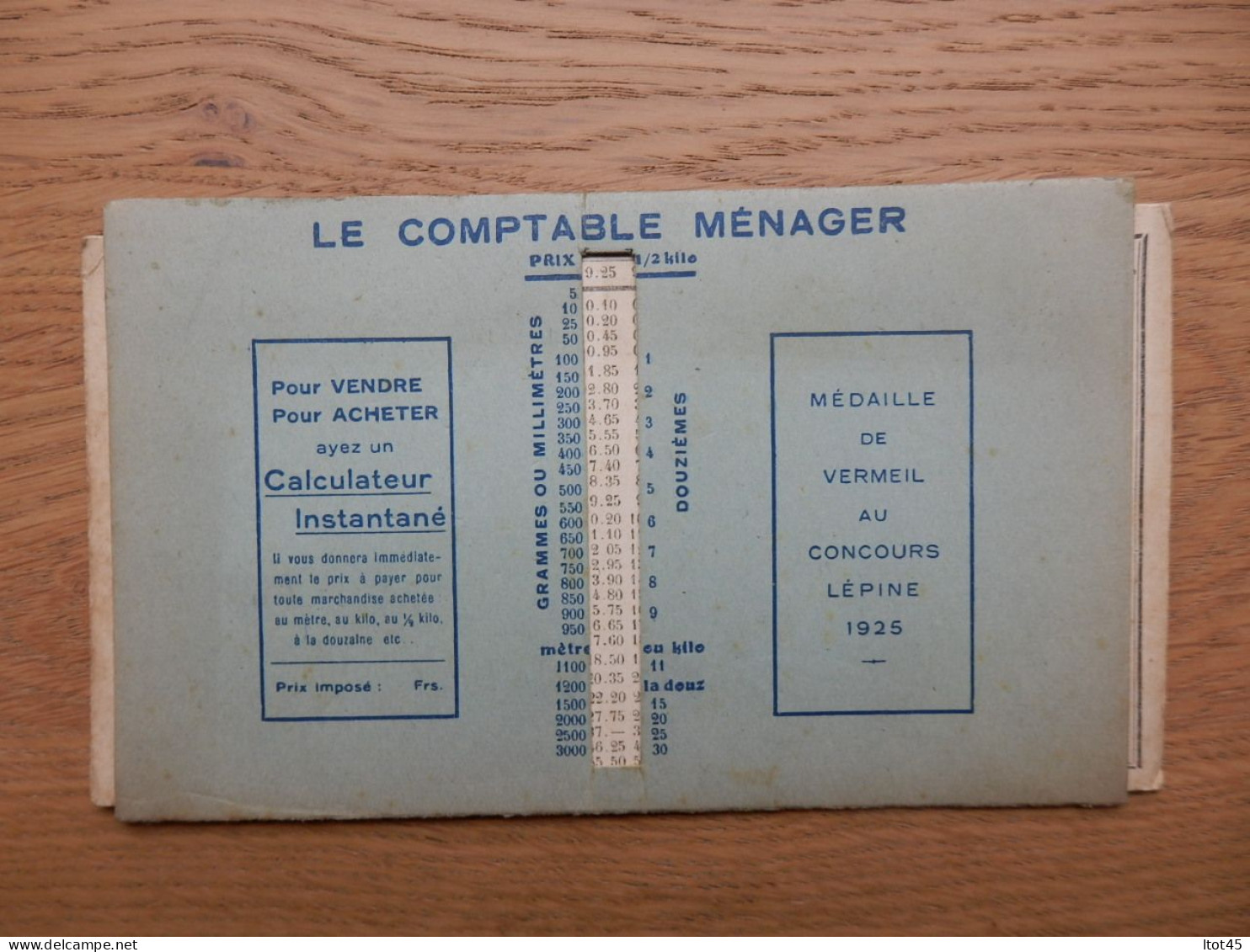 CARTE LE COMPTABLE MENAGER MEDAILLE DE VERMEIL CONCOURS LEPINE 1925 - Material Und Zubehör