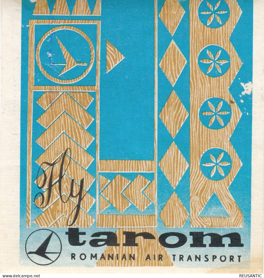 ETIQUETA - STICKER - LUGGAGE LABEL ROMANIA - TAROM ROMANIAN AIR TRANSPORT - Etiquettes D'hotels