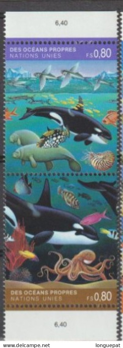 NATIOS-UNIES (GENEVE) - Faune - Cétacées, Poissons, Dugong - Prévention De L'environnement Marin "Océans Propres" - Unused Stamps