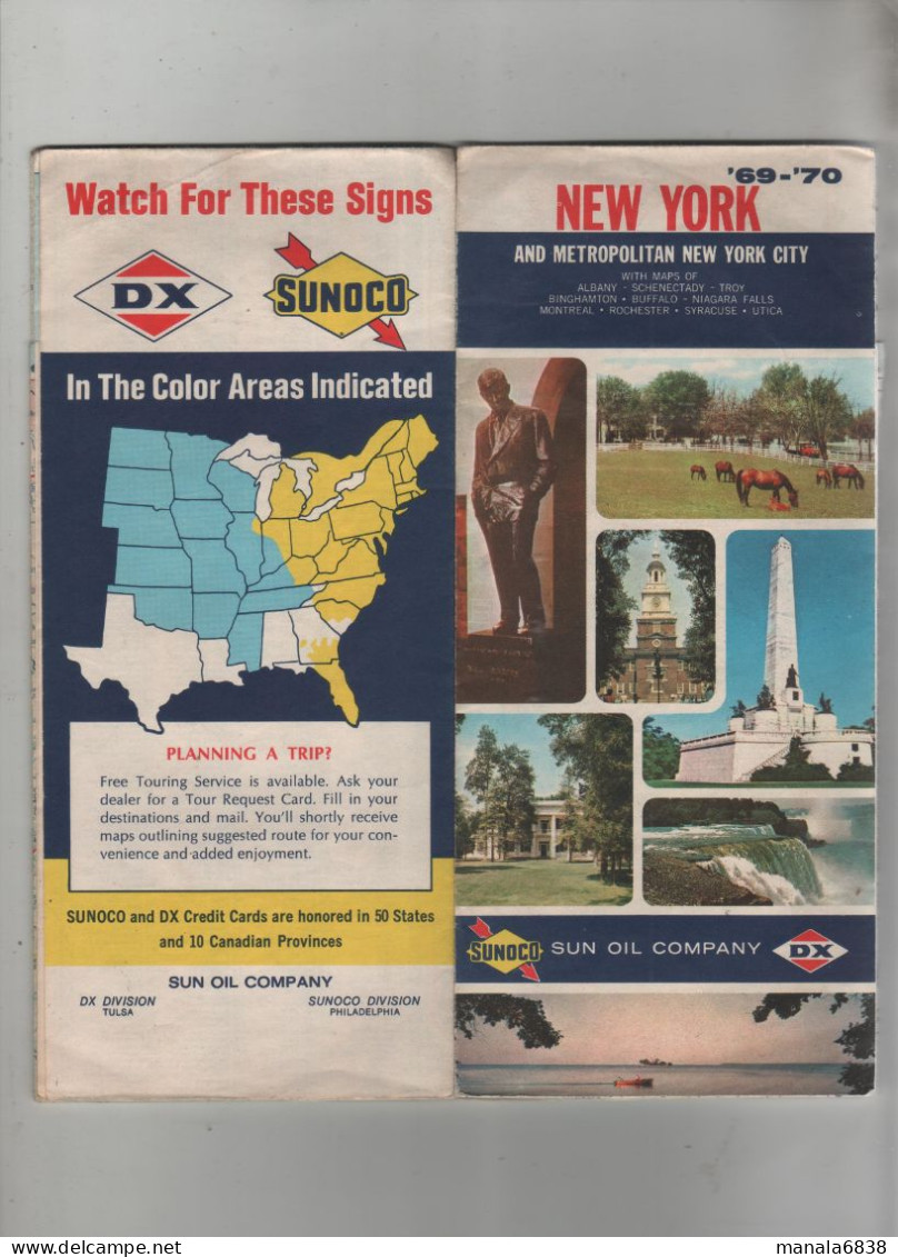 New York Highway And Metropolitan New York City  With Maps Of Albany Troy Buffalo Syracuse Utica Sunoco - Cartes Routières