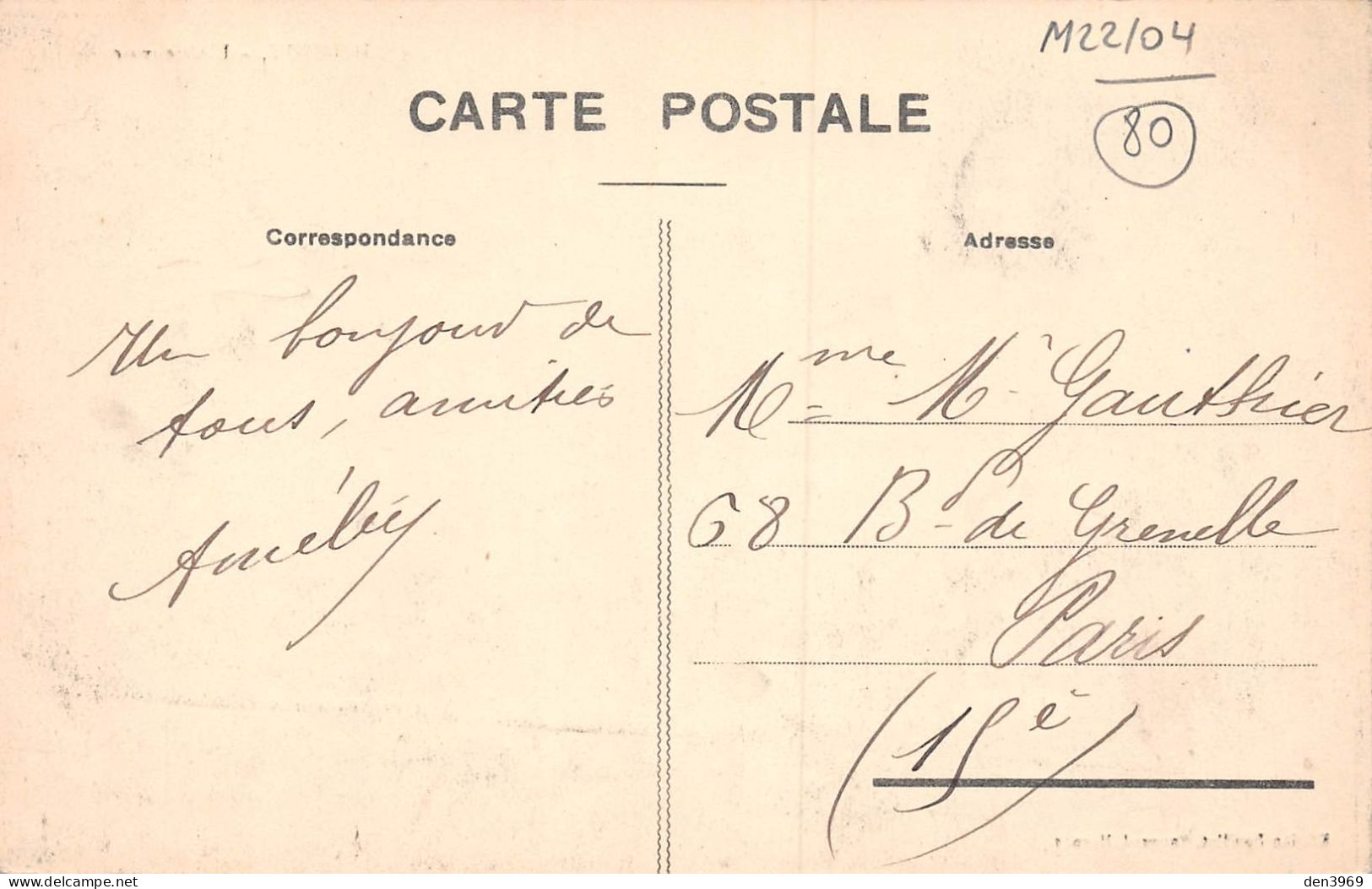 HORNOY-le-Bourg (Somme) - L'Abreuvoir - Voyagé (2 Scans) Gauthier, 68 Boulevard De Grenelle à Paris 15e - Hornoy Le Bourg