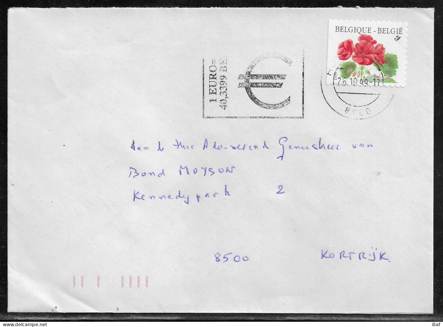 Belgium. Stamp Mi. 2902 On Letter Sent From Roeselare On 26.10.1999 For Kortrijk - Lettres & Documents