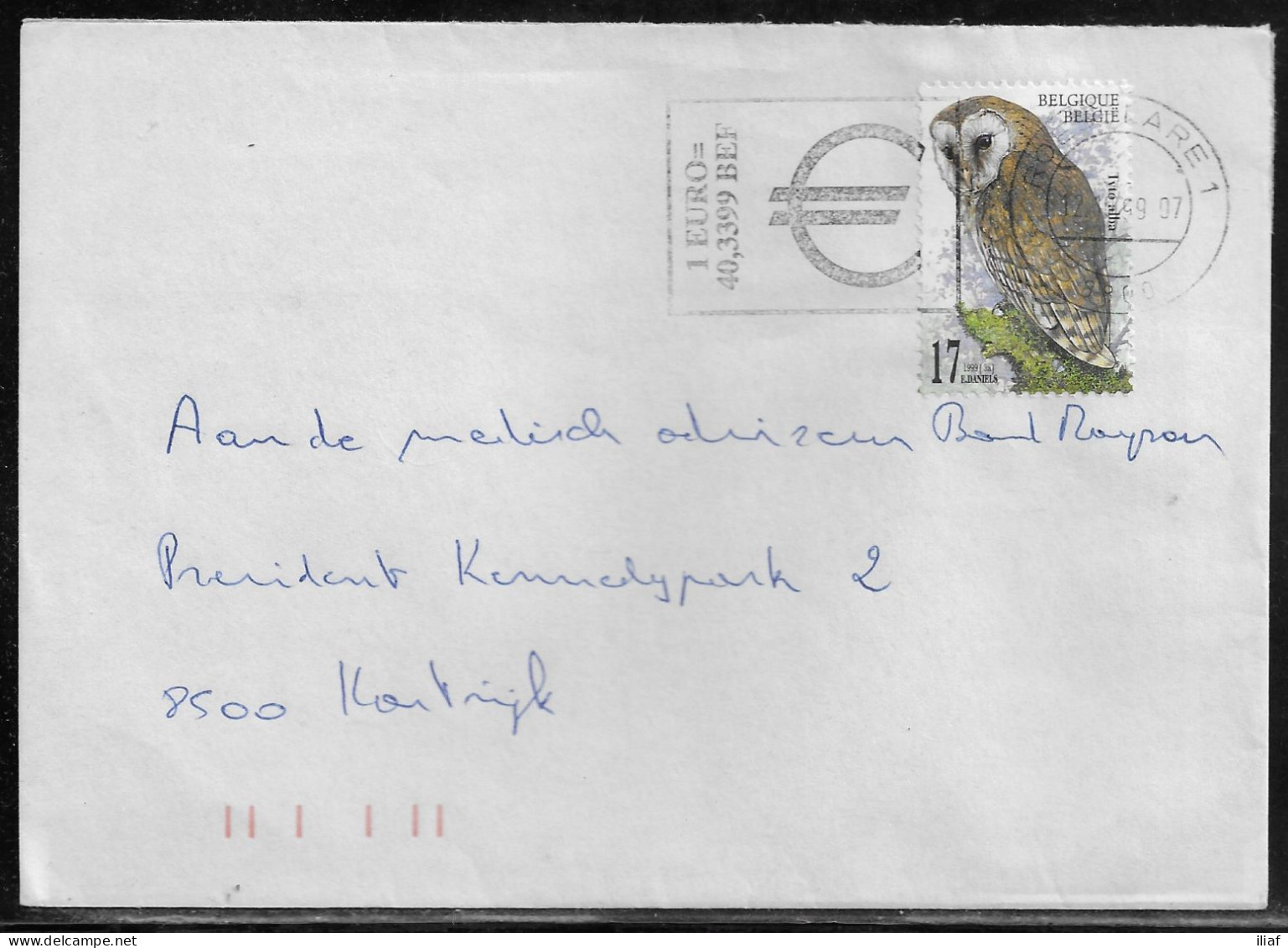 Belgium. Stamp Mi. 2857 On Letter Sent From Roeselare On 12.10.1999 For Kortrijk - Briefe U. Dokumente