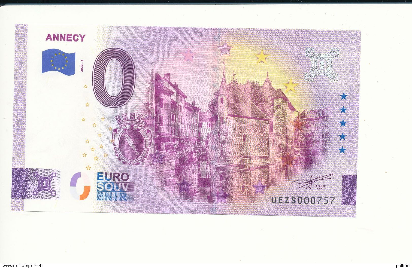 Billet Touristique  0 Euro  - ANNECY -  2022-1 -  UEZS -  N° 757 - Other & Unclassified
