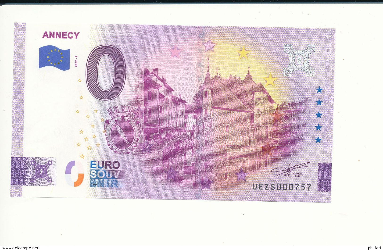 Billet Touristique  0 Euro  - ANNECY -  2022-1 -  UEZS -  N° 757 - Autres & Non Classés