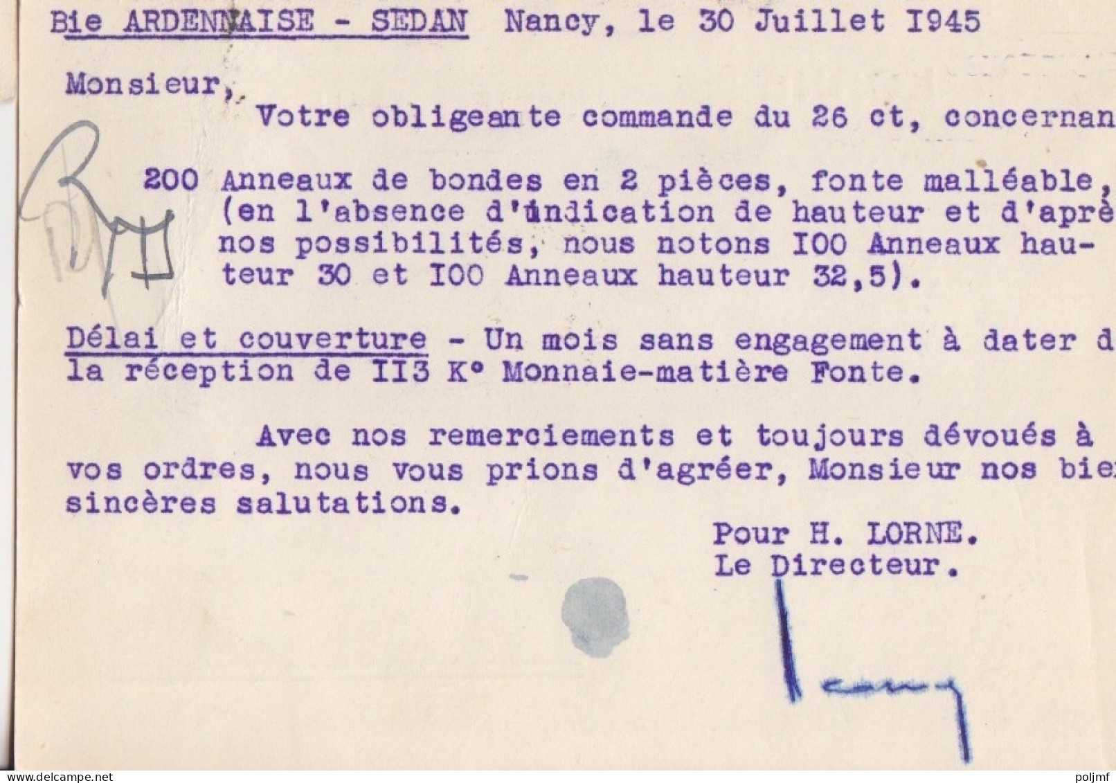 4 CP-Lettre (H. Lorne) Obl. Nancy Pte St Nicolas Du 28/7/45 Au 26/11/45 Sur 1f50 Dulac Rose N° 691 (Tarif Du 1/3/45) - 1944-45 Marianne Of Dulac