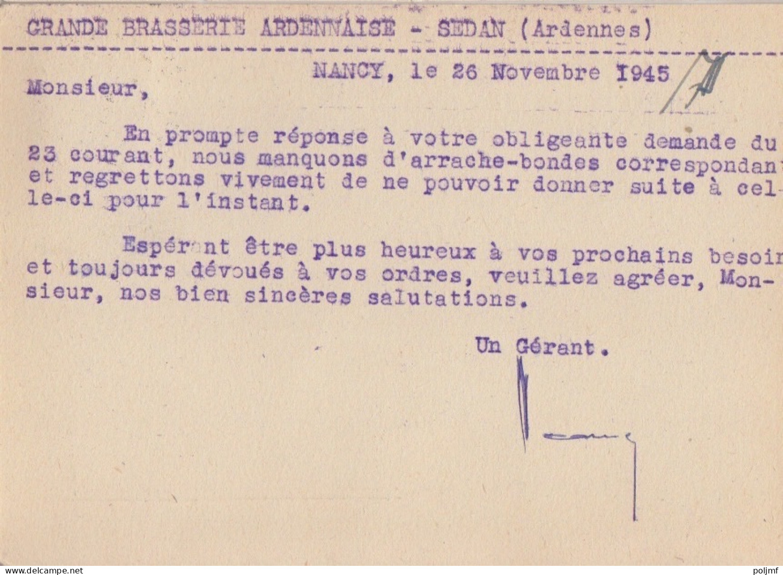 4 CP-Lettre (H. Lorne) Obl. Nancy Pte St Nicolas du 28/7/45 au 26/11/45 sur 1f50 Dulac rose N° 691 (Tarif du 1/3/45)