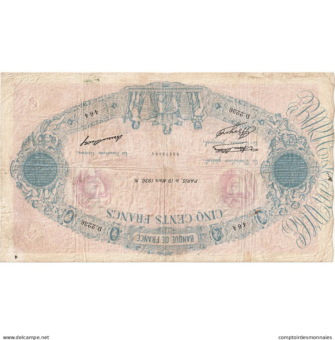 France, 500 Francs, Bleu Et Rose, 1939, D.2236, TB, Fayette:30.37, KM:66m - 500 F 1888-1940 ''Bleu Et Rose''