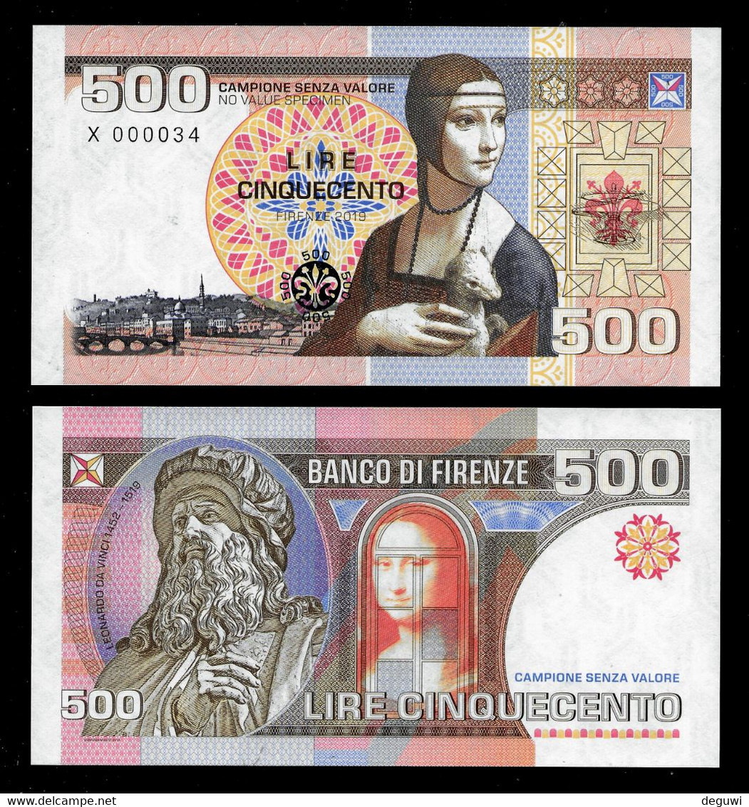 65 Ex. Only!!! GABRIS 500 ITALY, RRRRR, UNC, Essay, Trial, Serial No., # X 000033 - Altri & Non Classificati