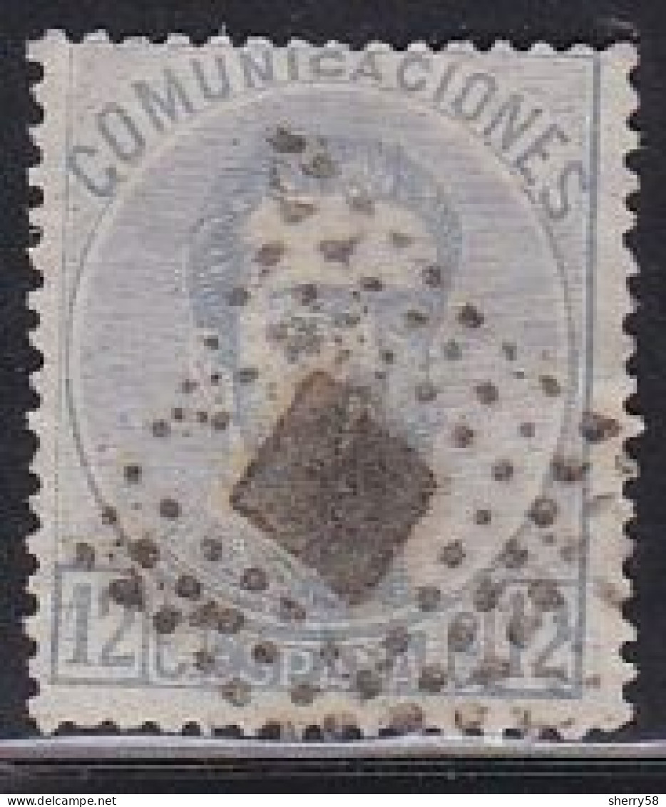 1872-ED. 122 REINADO DE AMADEO I - EFIGIE DE AMADEO I -12 CENT. LILA GRISACEO-USADO ROMBO DE PUNTOS - Used Stamps