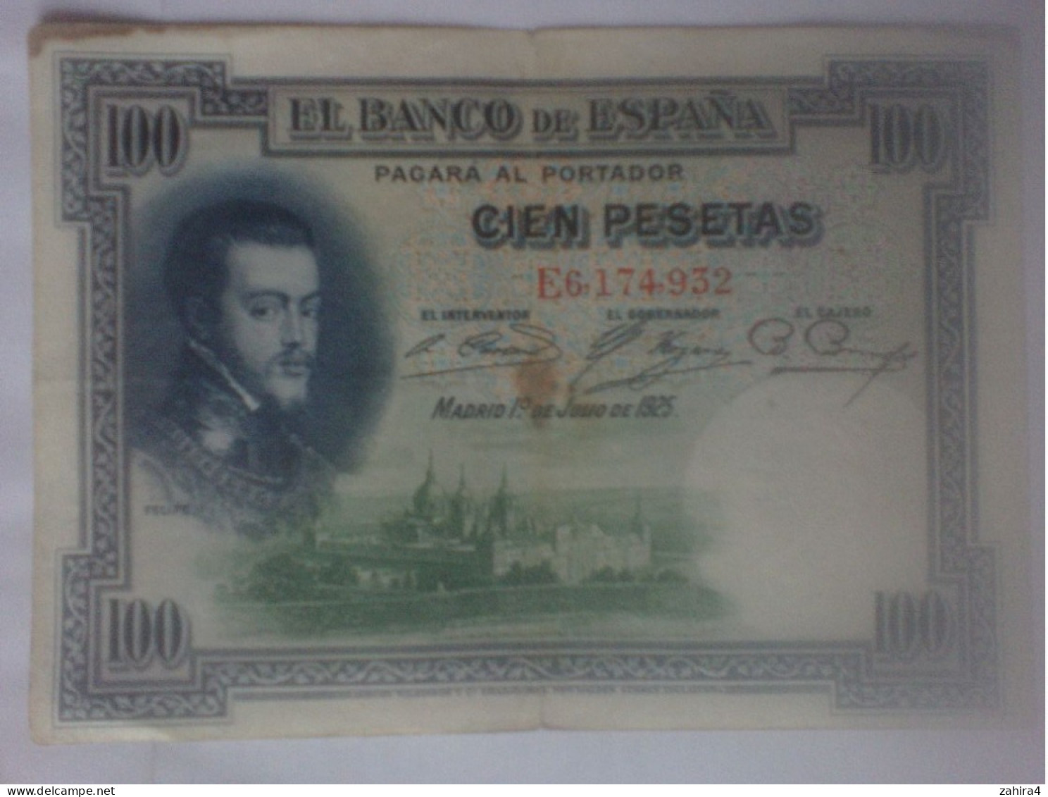 El Banco De Espana 100 Pesetas - Felipe II - E6,174,932 - 100 Peseten