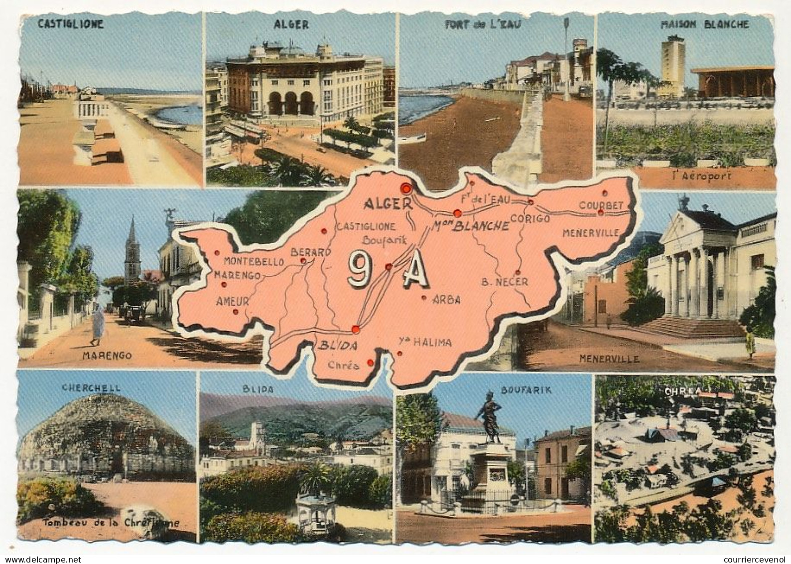CPM - ALGÉRIE - Carte Du Département D' Alger 9A + Petites Vues - Autres & Non Classés