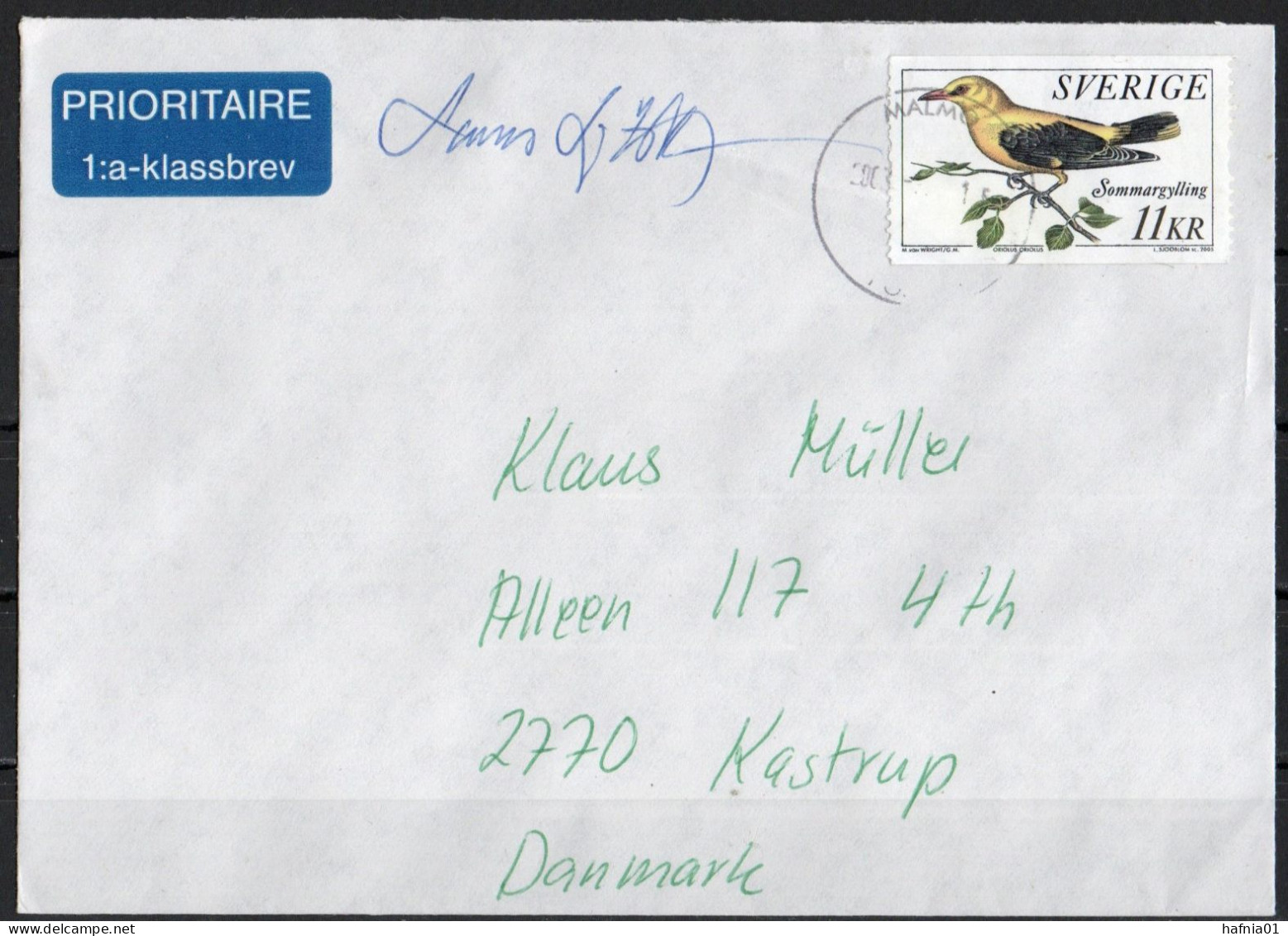 Lars Sjööblom. Sweden 2005. Oriole. Michel 2468 On Letter Sent To Denmark. Signed. - Covers & Documents