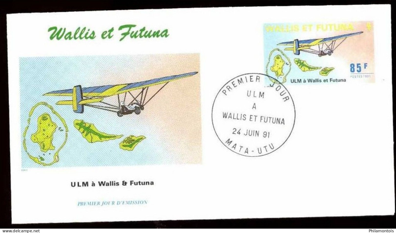 WALLIS - Cachet PJ "ULM à Wallis Et Futuna - MATA UTU" - 24 Juin 91 - Très Beau. - Brieven En Documenten