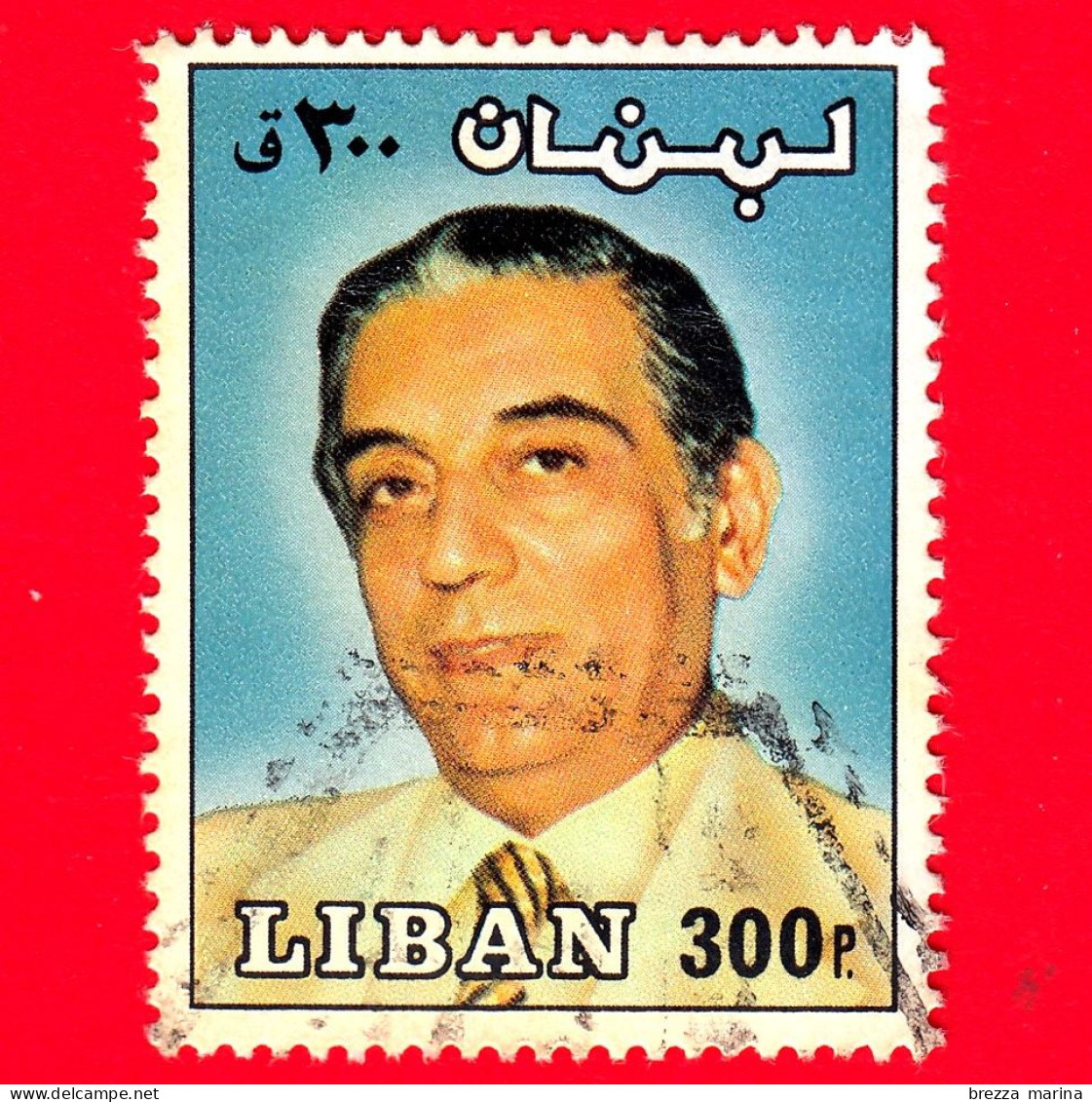 LIBANO - Usato - 1981 - Presidente Elias Sarkis - 300 - Liban