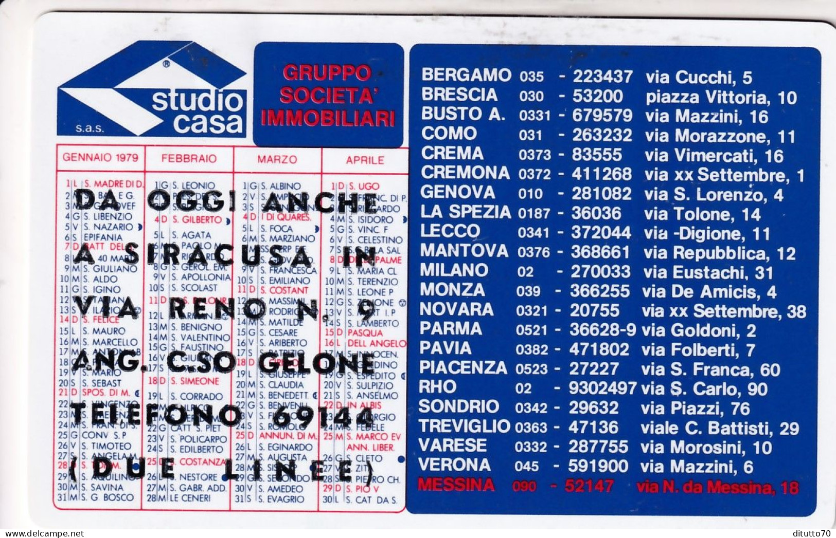 Calendarietto - Studio Casa - Gruppo Società Immobiliari - Anno 1977 - Klein Formaat: 1971-80