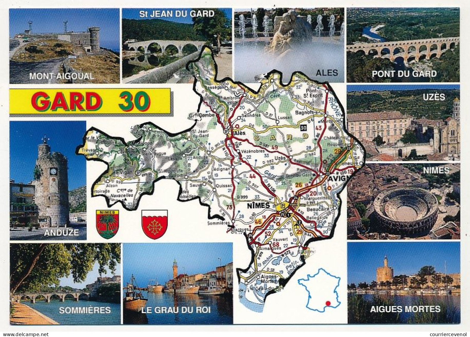 CPM - GARD - Carte Du Département Du Gard Et Petites Photos De Sites - Autres & Non Classés