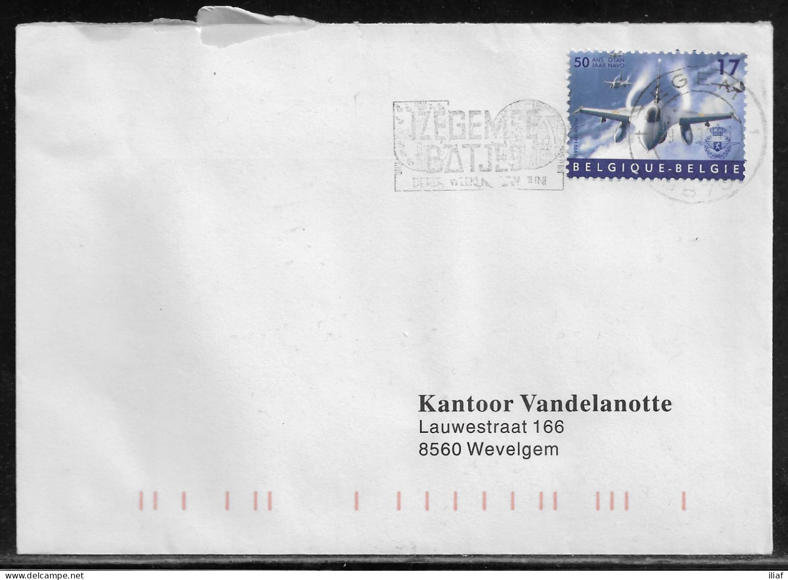 Belgium. Stamp Mi. 2862 On Letter Sent From Izegem On 9.03.1999 For Wevelgem - Lettres & Documents