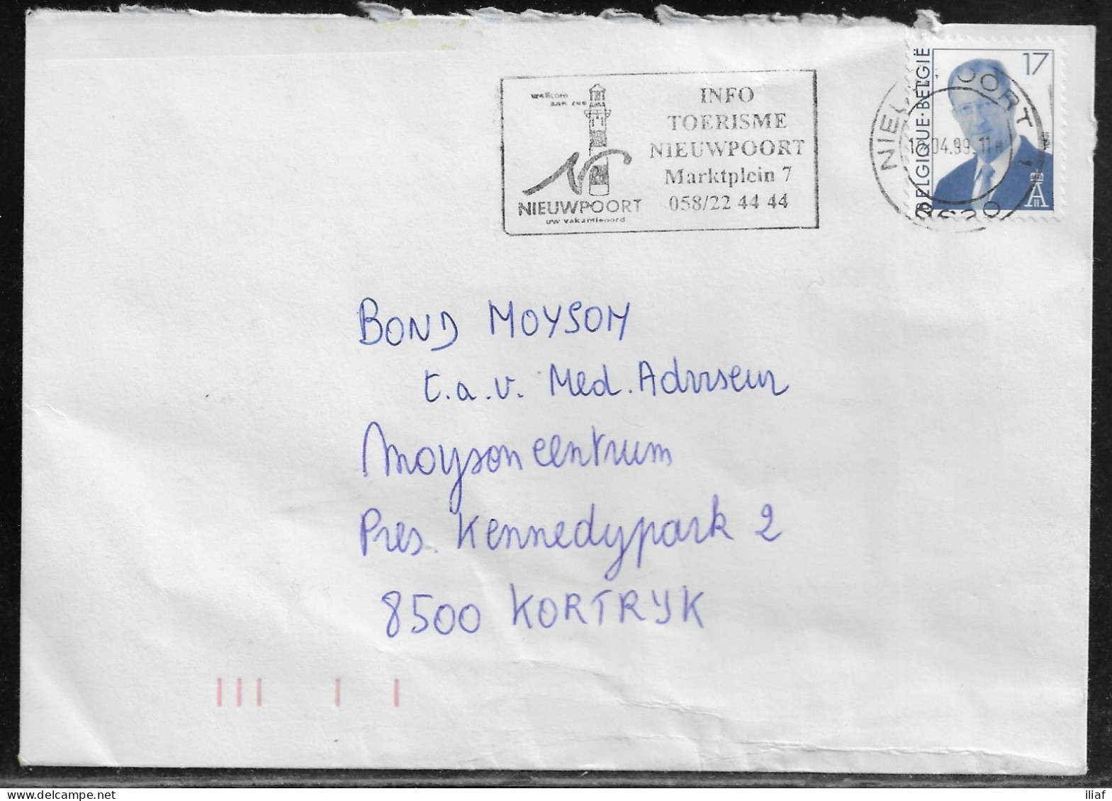 Belgium. Stamp Mi. 2732 On Letter Sent From Nieuwpoort On 12.04.1999 For Kortryk - Cartas & Documentos