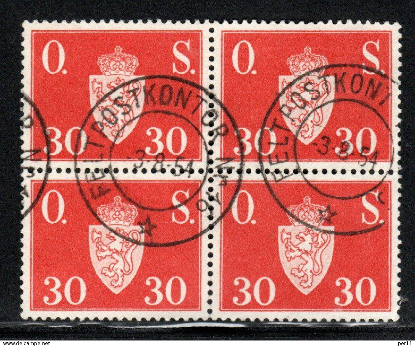 Feltpostkontor 16, Used 1954; 4 Block  (no202) - Oficiales