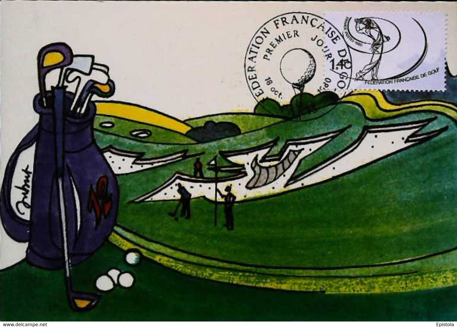 ► Fédération Française De Golf  - Illustration Green  (Paris 1980)  Carte Maximmum Card - Golf