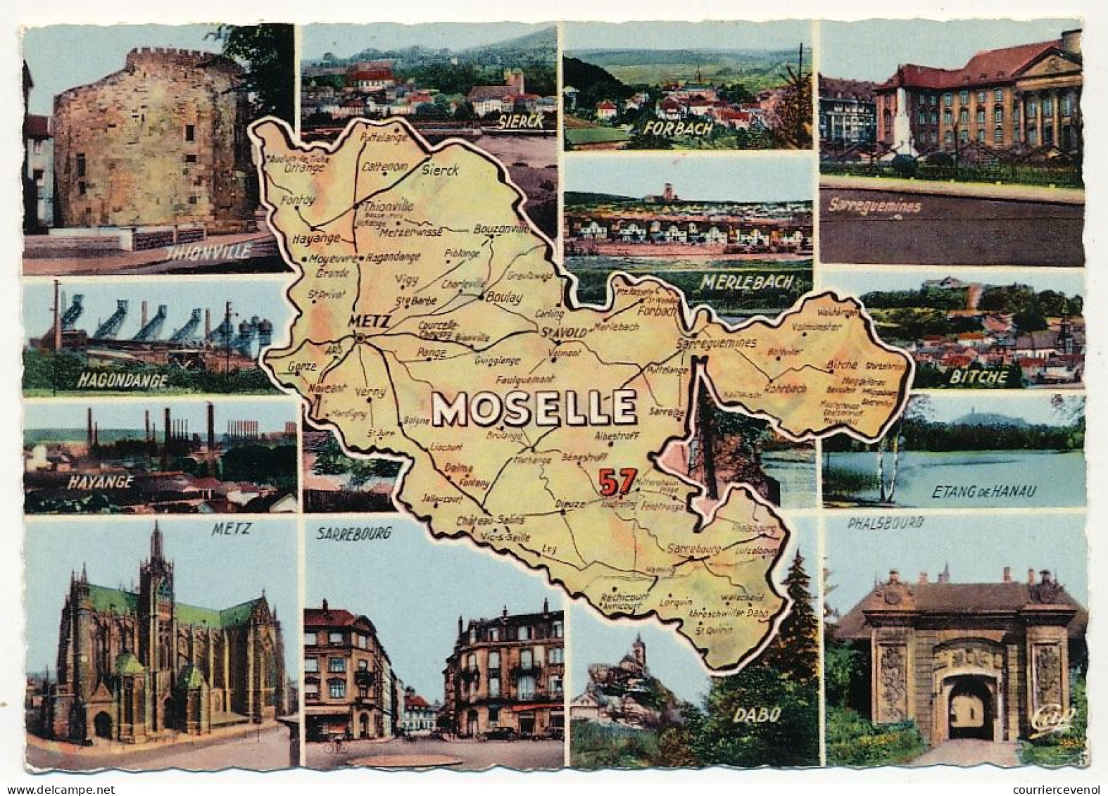 CPM - MOSELLE - Carte Du Département De Moselle Et Petites Vues - Autres & Non Classés