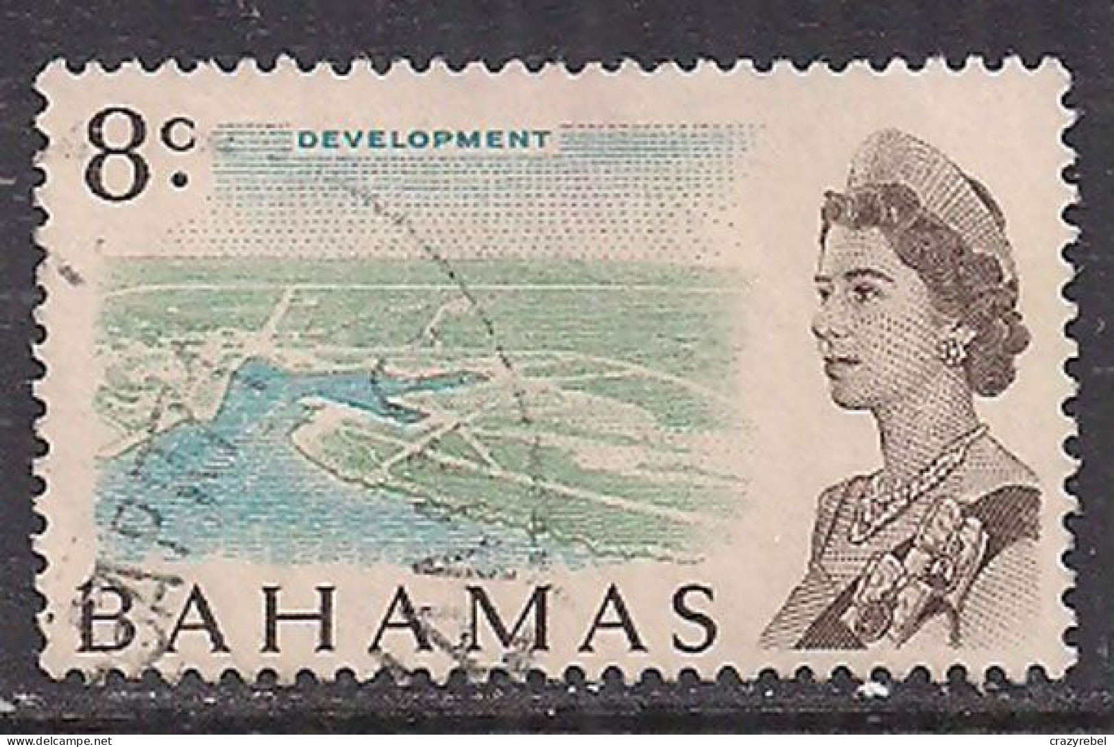 Bahamas 1967/71 QE2 8cents Ocean SG 300 Used ( F284 ) - 1963-1973 Ministerial Government