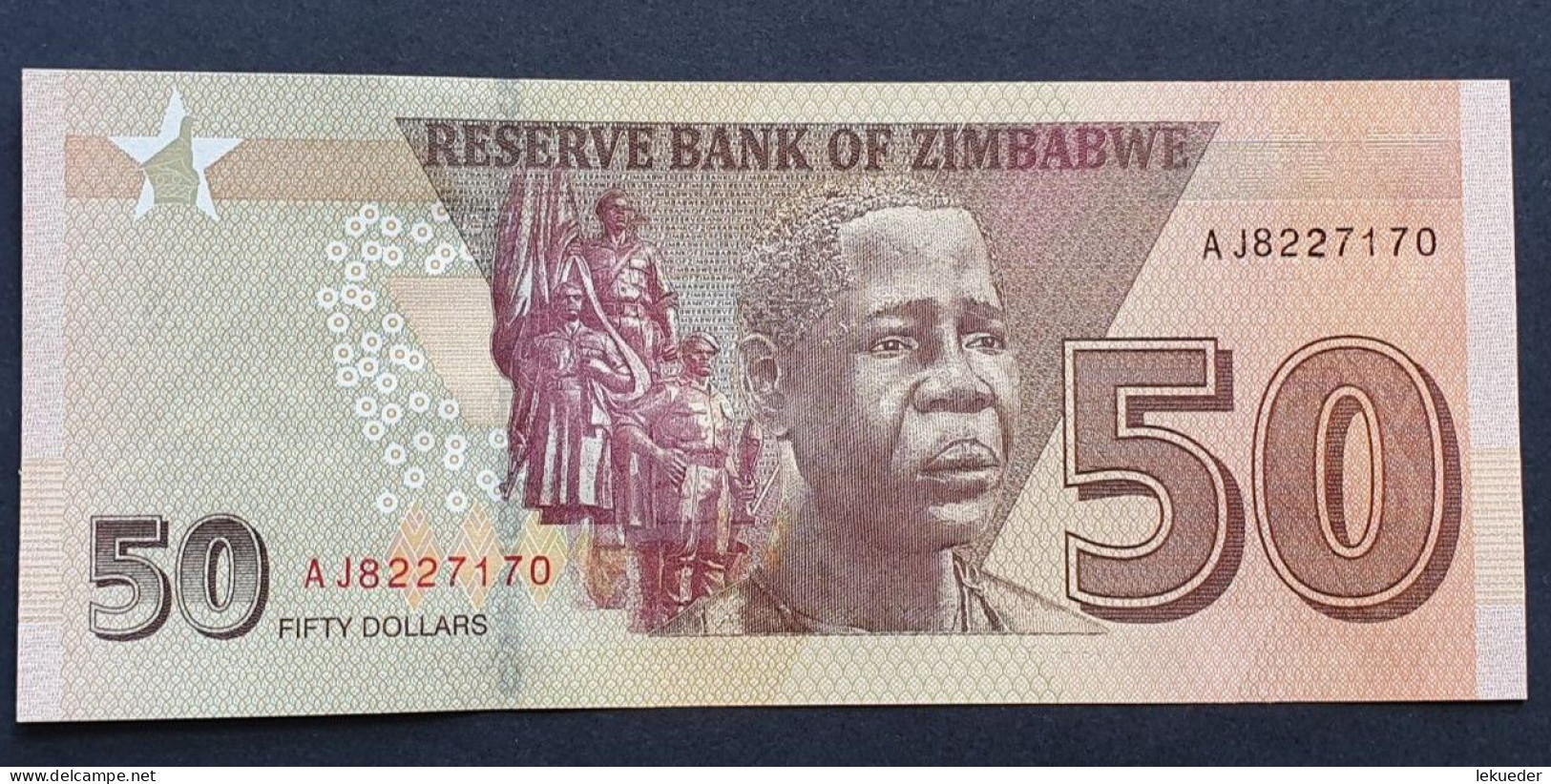 Billete De Banco De ZIMBAWE - 50 Dollars, 2020  Sin Cursar - Zimbabwe