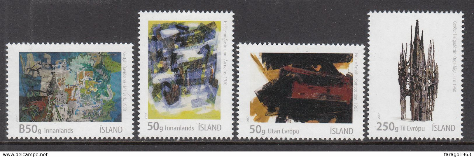 2017 Iceland Art Paintings Complete Set Of 4 MNH @ BELOW FACE VALUE - Other & Unclassified