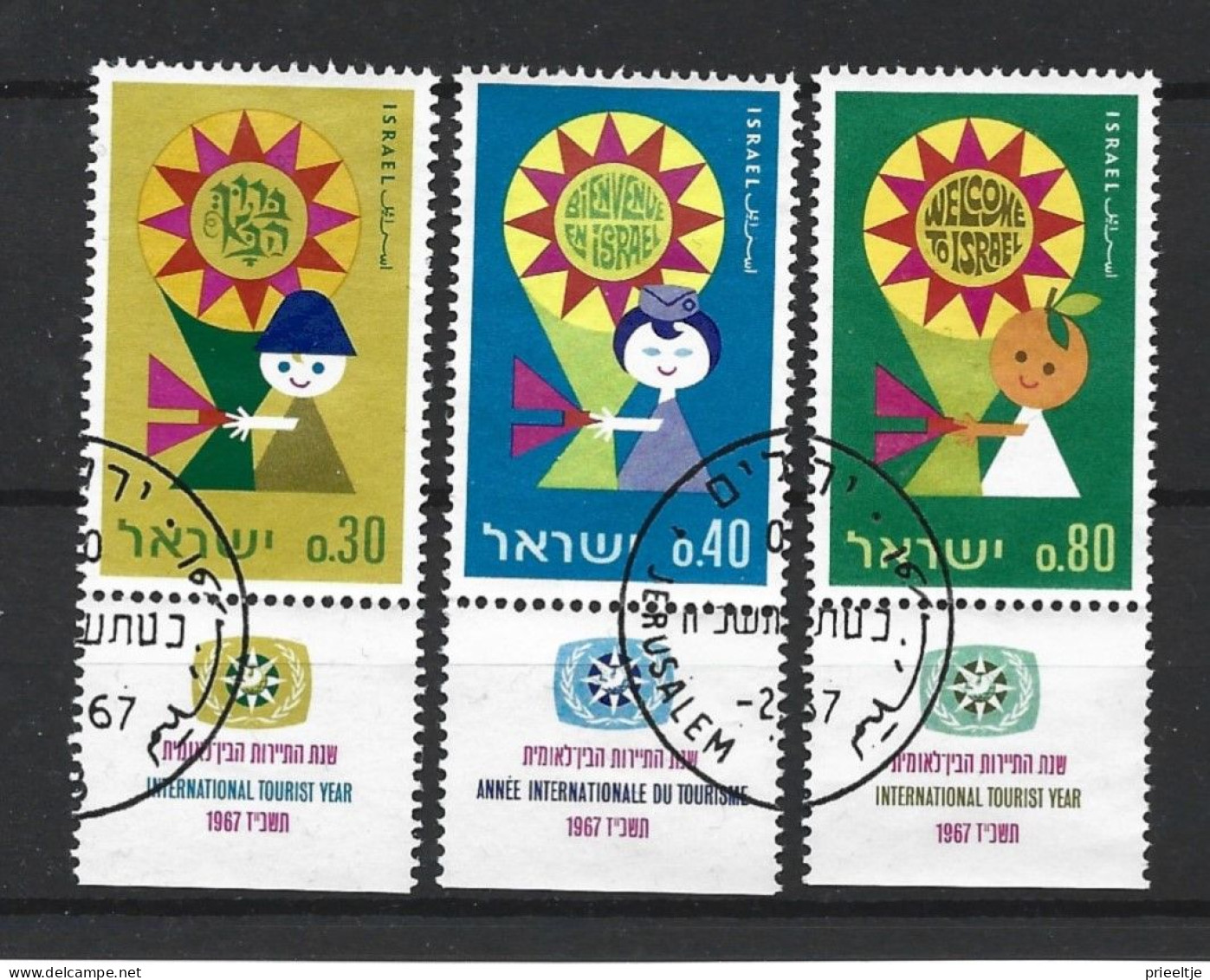 Israel 1967 Int. Year Of Tourism Y.T. 348/350 (0) - Gebraucht (mit Tabs)