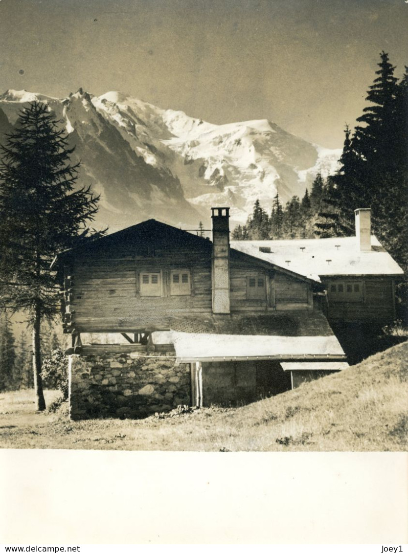 Photo  Chalet Et Montagne Au Dessus De Chamonix, Années 50,format 18/24 - Places