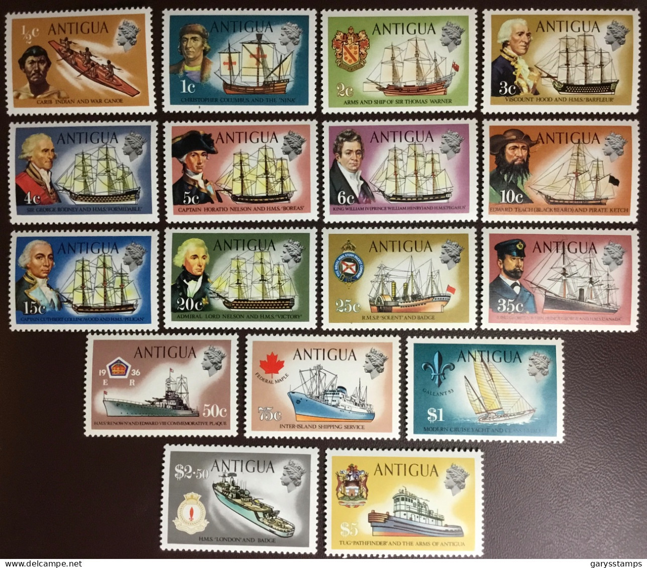 Antigua 1970 Ships Definitives Set MNH - 1960-1981 Autonomie Interne