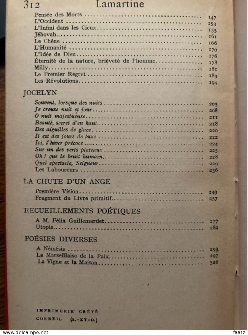 Oeuvres choisies de Lamartine (Hachette - Non daté, estimation 1930-40)