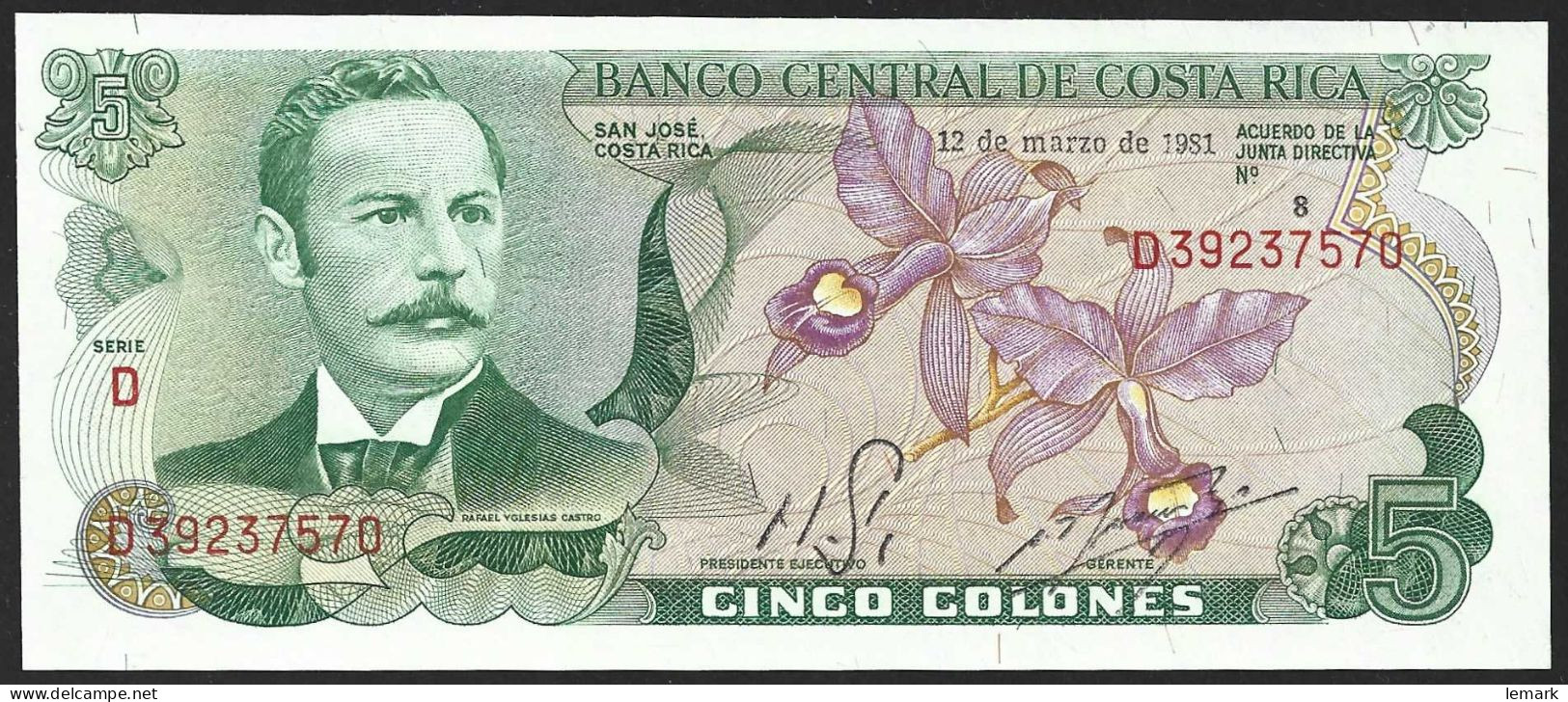 Costa Rica 5 Colones 1981 P236d UNC - Costa Rica