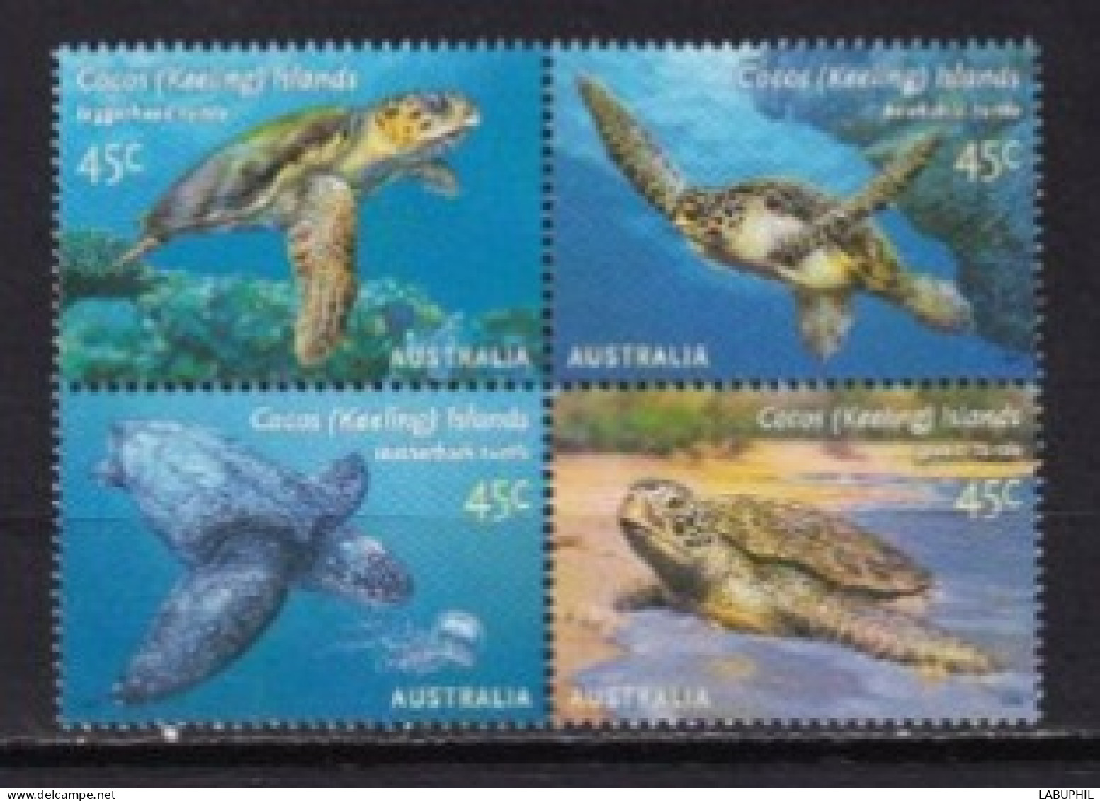 COCOS  NEUFS MNH ** 2002  FAUNE TORTUES - Kokosinseln (Keeling Islands)