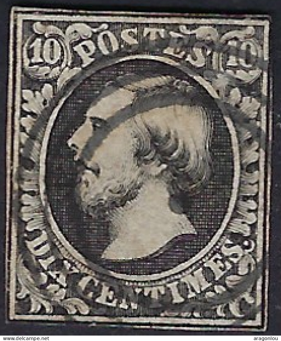 Luxembourg - Luxemburg - Timbre - 1852  Guillaume   °   Cachet   3 Cercles   Noir Foncé    Michel 1 - 1852 Guillaume III