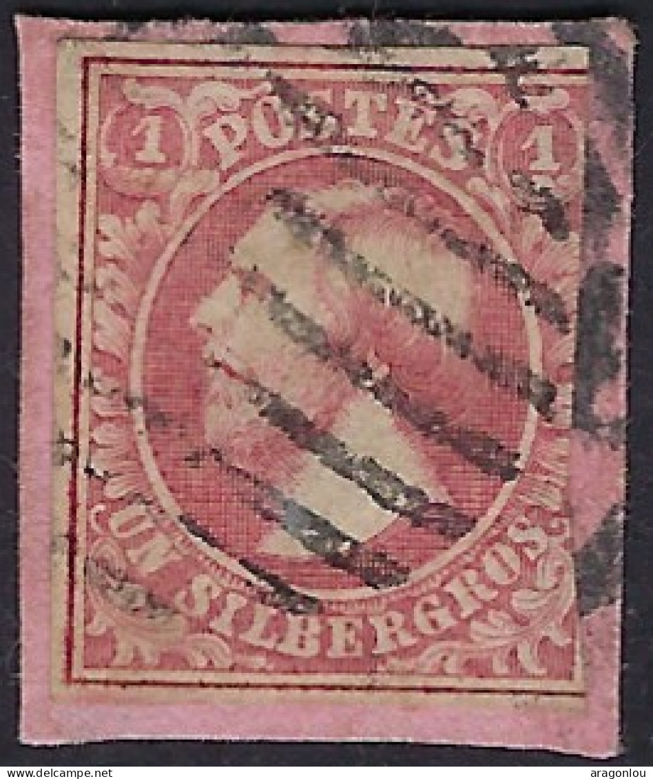 Luxembourg - Luxemburg - Timbre - 1852  Guillaume   °   Cachet   Barres   Rouge Sanguin   Sur Papier  Michel 2 - 1852 Guillaume III