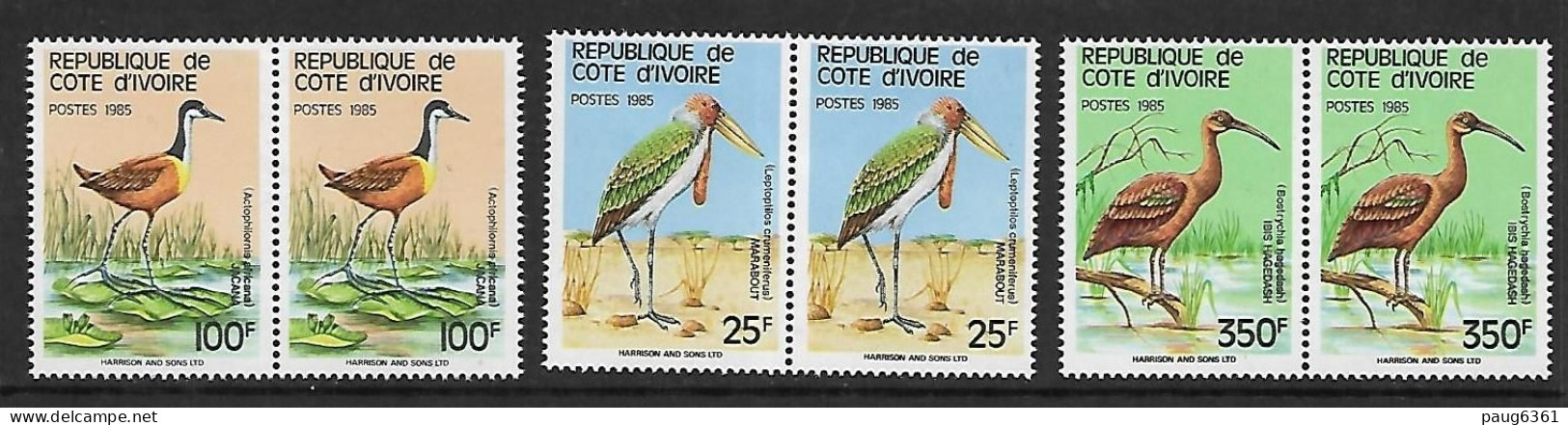 COTE D'IVOIRE 1985 OISEAUX TRES RARE  YVERT N°720A/720C EN PAIRE NEUF MNH** - Cigognes & échassiers