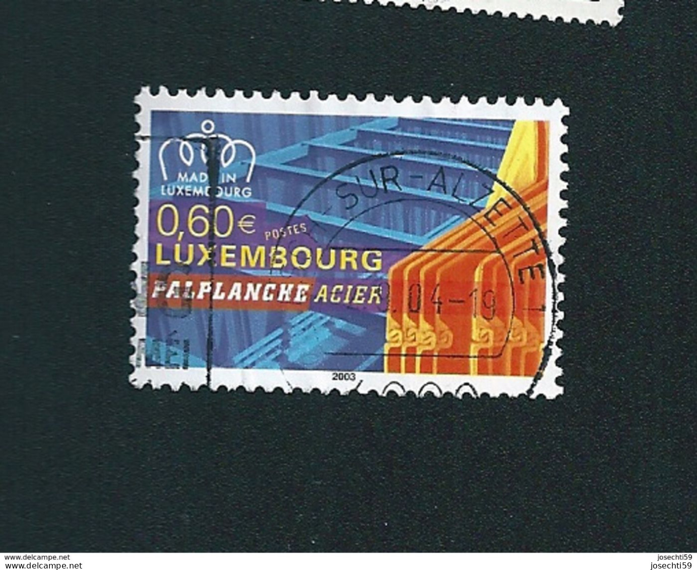 N° 1565 Palplanche Acier  Timbre Luxembourg (2003) Oblitéré - Usados