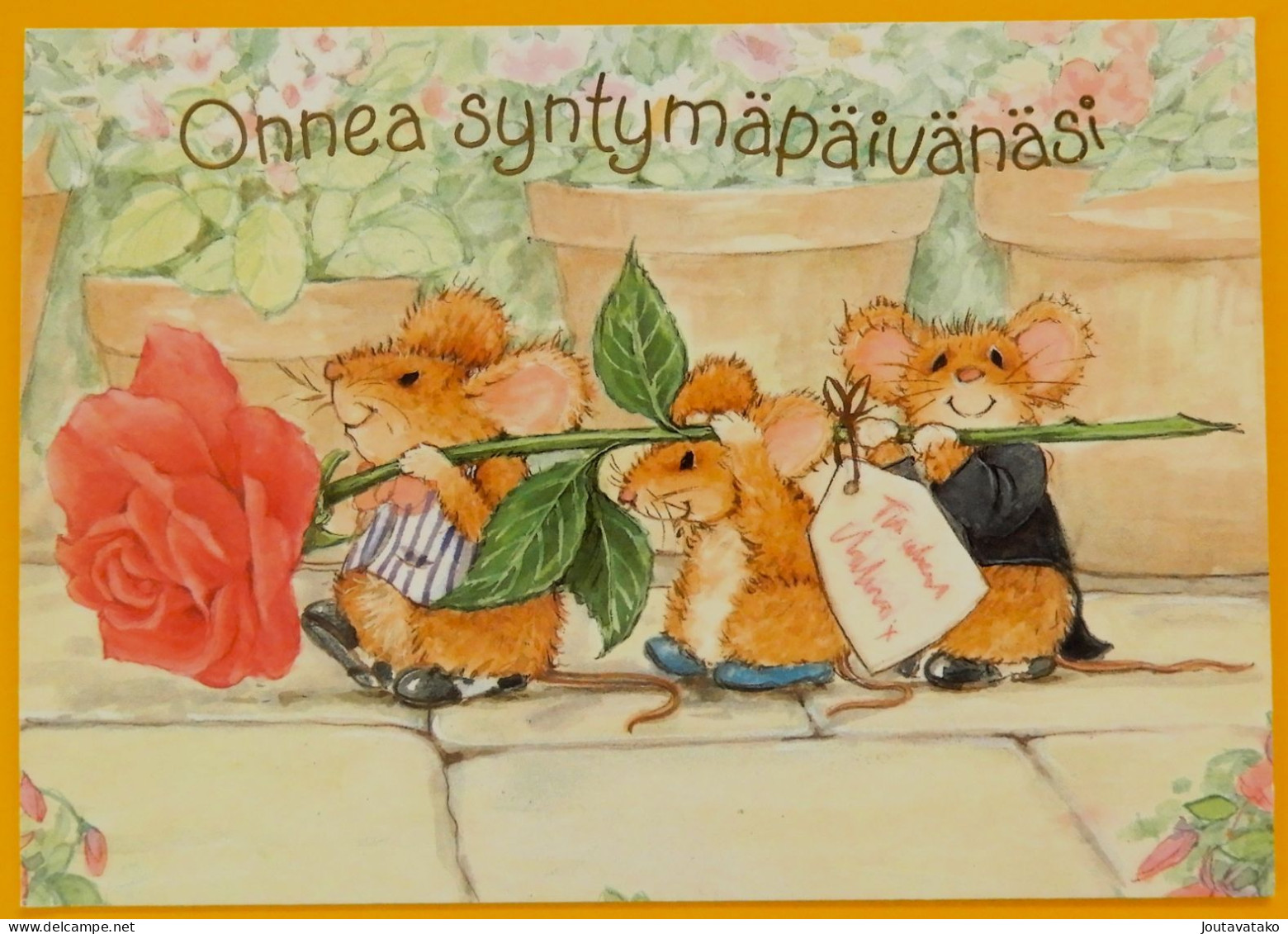 Mice Carry A Rose. Happy Birthday - Red Cross Finland Postal Stationery 1993 - Used - Entiers Postaux