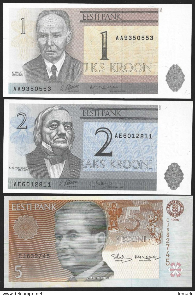 Estonia Set 8 Pcs 1-500 Krooni UNC - Estland
