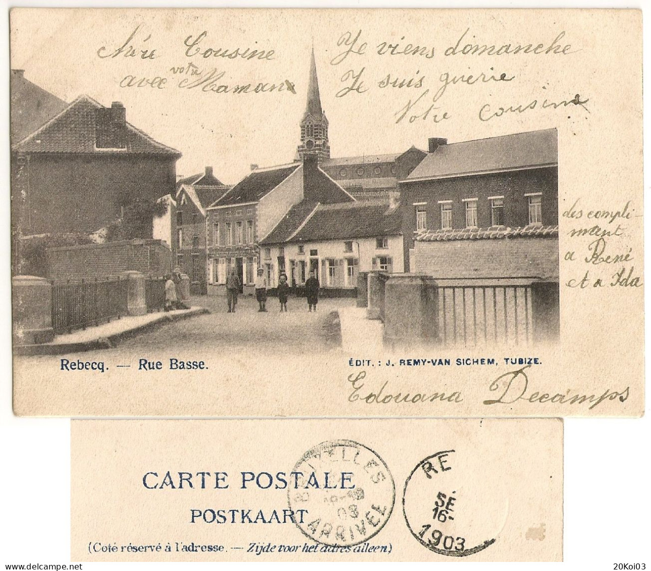 Rebecq Rue Basse 1903, Brabant Wallon, TTB-CPA - Rebecq