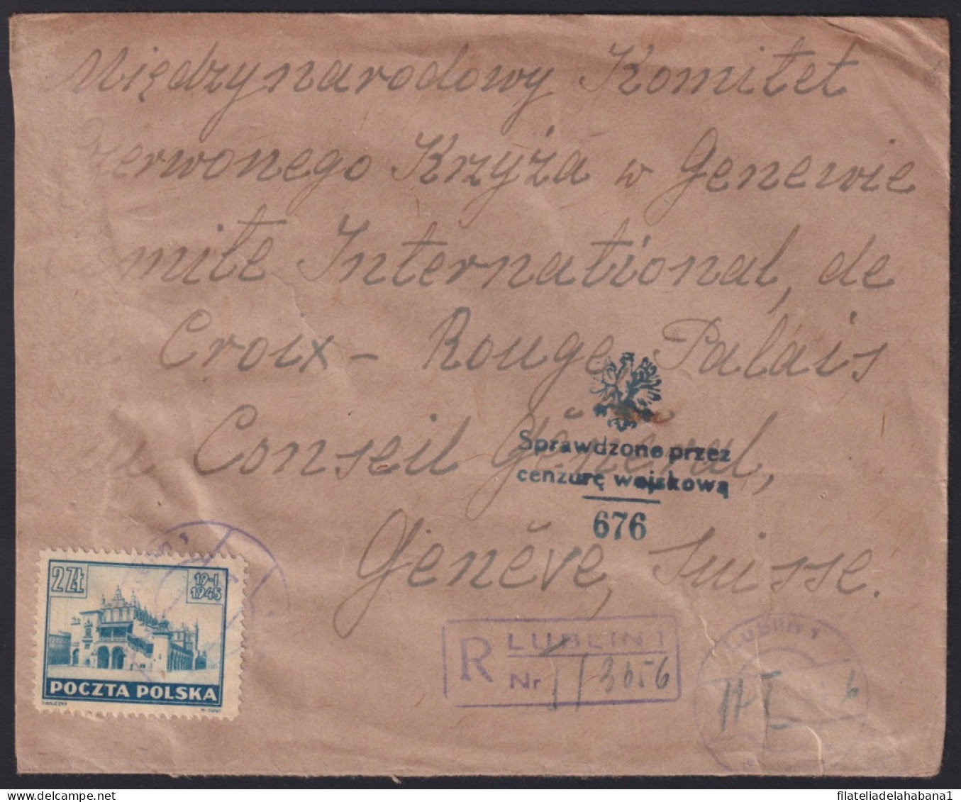 F-EX41854 POLAND 1946 MILITAR CENSORSHIP COVER WAR DESTRUCTIONS WWII.   - Covers & Documents